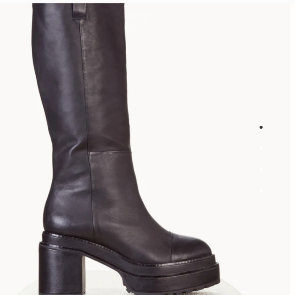 Cult Gaia Hana Black Leather Knee-High Boots... Size 6